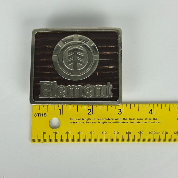 Element Belt Buckle‎ Mens Metal Skateboarding Brown Silver 3"x2.5" - Picture 4 of 6